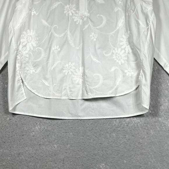 Whyci YC Milano Embroidered Top Sz 42 or Small White 3/4 Sleeve Made In Italy - Picture 5 of 14